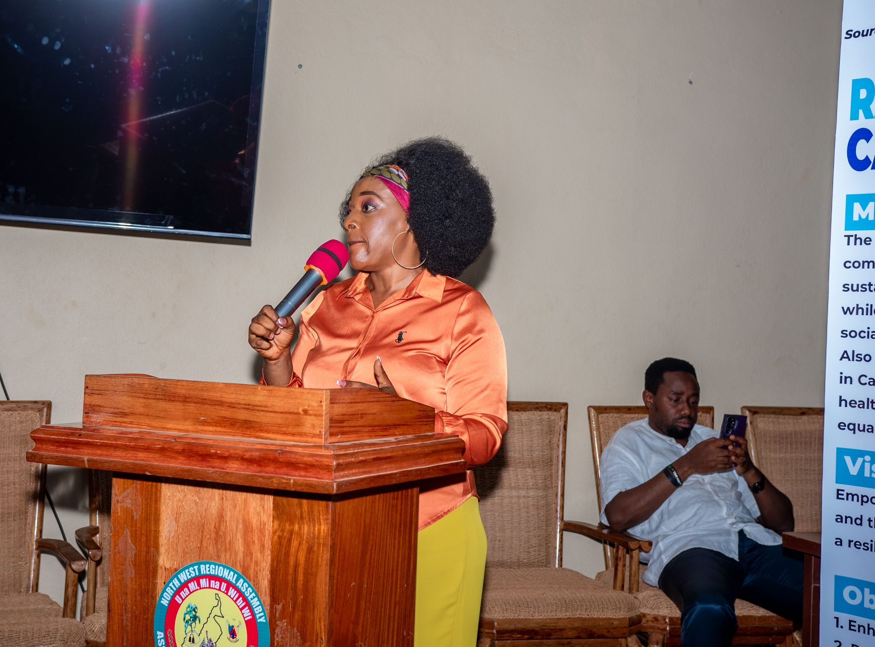 RFC representative addressing attendees at the official launching ceremony